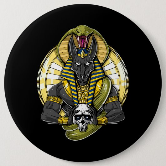 Anubis Egyptian Wolf God Ronde Button 6,0 Cm (Voorkant)