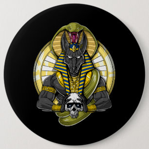 Anubis Egyptian Wolf God Ronde Button 6,0 Cm