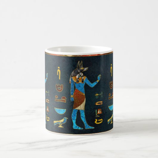 Anubis Egyptisch goud-, blauw- en rood glas Koffiemok (Center)