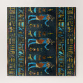Anubis Egyptisch goud-, blauw- en rood glas Legpuzzel (Horizontaal)