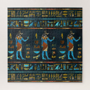 Anubis Egyptisch goud-, blauw- en rood glas Legpuzzel
