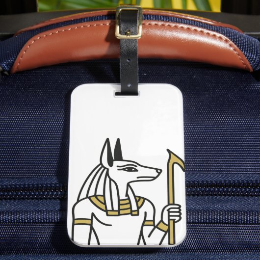 Anubis Egyptisch Line Art Bagagelabel (Voorkant Insitu 2)