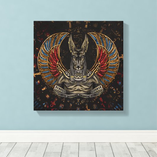 Anubis - Egyptische God Canvas Afdruk (Insitu (Houten vloer))