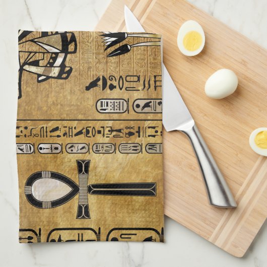Anubis - Egyptische God - Gold en Pearl Theedoek (Quarter Fold)