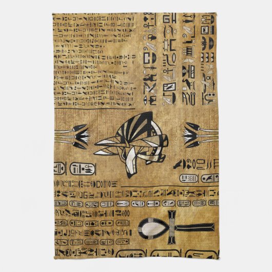 Anubis - Egyptische God - Gold en Pearl Theedoek (Verticaal)