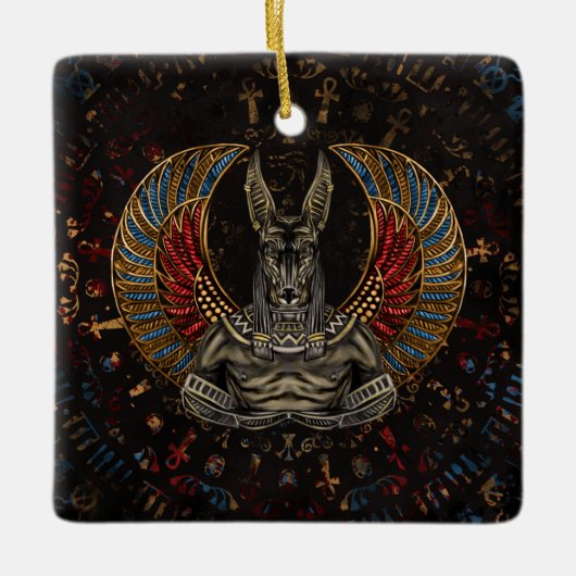 Anubis - Egyptische God Keramisch Ornament (Voorkant)