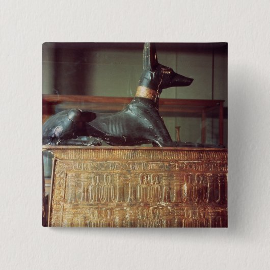 Anubis, Egyptische god van de doden Vierkante Button 5,1 Cm (Voorkant)