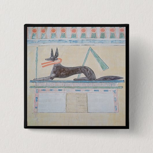 Anubis, Egyptische god van de doden Vierkante Button 5,1 Cm (Voorkant)