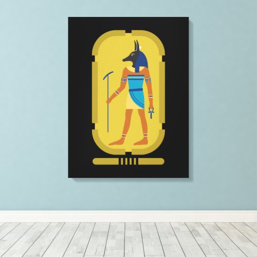 Anubis Egyptische God van Mummificatie Canvas Afdruk (Insitu (Houten vloer))