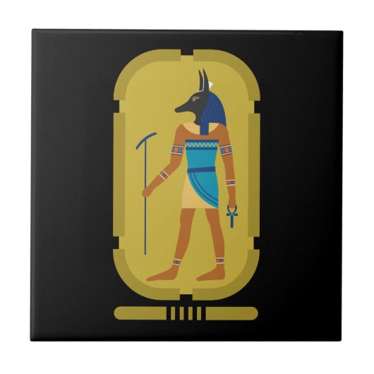 Anubis Egyptische God van Mummificatie-keramische  Tegeltje (Voorkant)