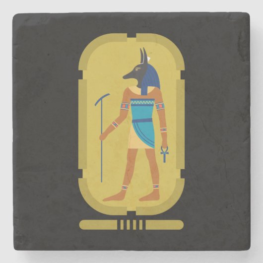 Anubis Egyptische God van Mummificatie Stenen Onderzetter (Voorkant)
