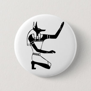 Anubis, Egyptische hiërogliefen Ronde Button 5,7 Cm