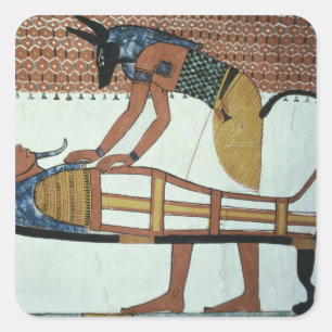 Anubis en een mammie, van de Tomb van Sennedjem Vierkante Sticker
