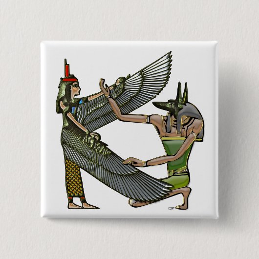 Anubis en Nut Vierkante Button 5,1 Cm (Voorkant)