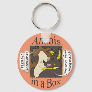 Anubis in een doos (gesloten ogen) sleutelhanger
