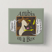 Anubis in een doos (gesloten ogen) vierkante button 5,1 cm (Voorkant)