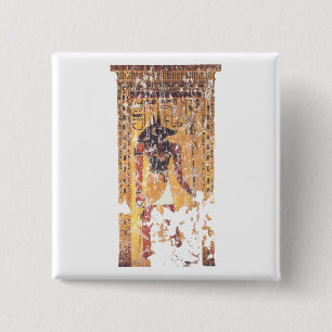 Anubis-Nefertari Vierkante Button 5,1 Cm
