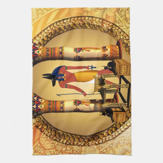 Anubis, oude Egyptische god van de dode rituelen Theedoek (Verticaal)