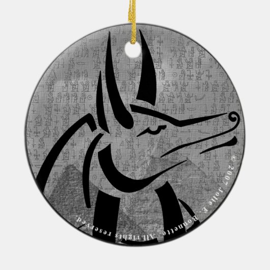 Anubis Premium Round Keramisch Ornament (Achterkant)