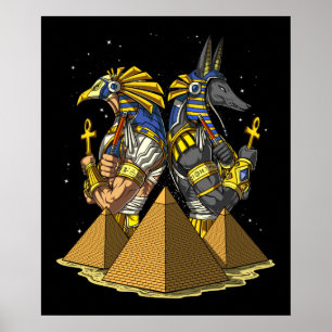 Anubis Ra Egyptian Gods Ancient Pyramids Mythology Poster
