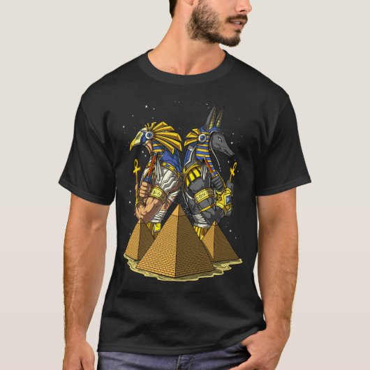 Anubis Ra Egyptian Gods Ancient Pyramids Mythology T-shirt (Voorkant)