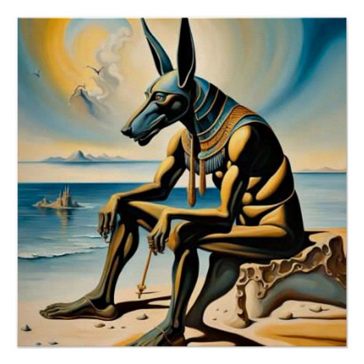 Anubis rust op het strand perfect poster (Voorkant)