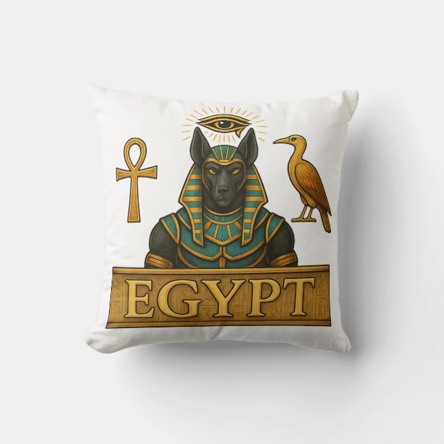 Anubis & Thoth | Egyptian Symbols - Throw Pillow Kussen (Voorkant)