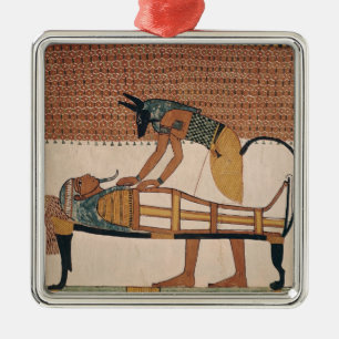 Anubis woont de mammie van Sennedjem bij Metalen Ornament