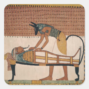 Anubis woont de mammie van Sennedjem bij Vierkante Sticker