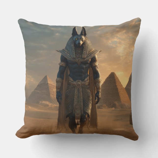 Anubis Worpillow – Egyptische Mythologie Muurkunst Kussen (Voorkant)