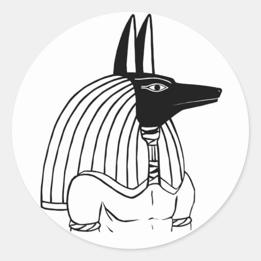 Anubis zwart-wit ronde sticker (Voorkant)