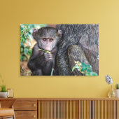 Anubus Baboon | Meer van Manyara Nat. Park Tanzani Canvas Afdruk (Insitu (Woonkamer))