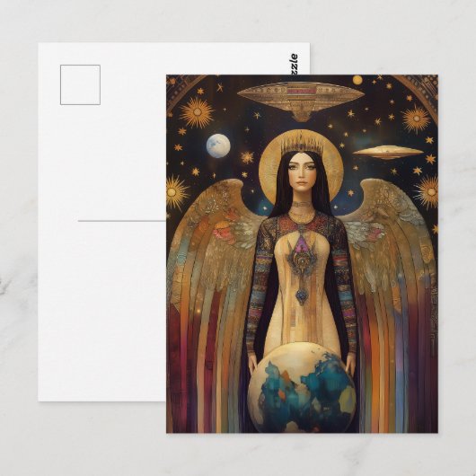 Anunnaki ster Godin Ishtar Abstracte surrealistisc Briefkaart (Voorkant / Achterkant)