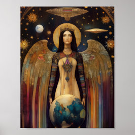 Anunnaki ster Godin Ishtar Abstracte surrealistisc Poster