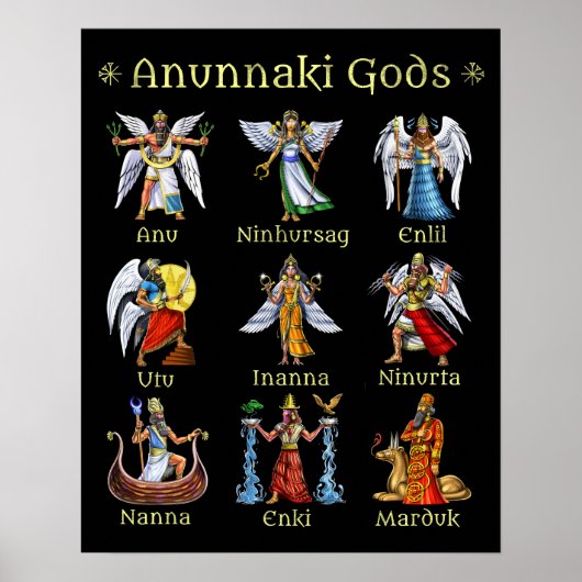 Anunnaki Sumerian Mythology Gods Poster (Voorkant)