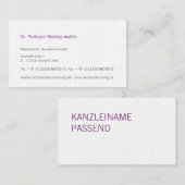 Anwältin Visitenkarte Visitekaartje (Voorkant / Achterkant)
