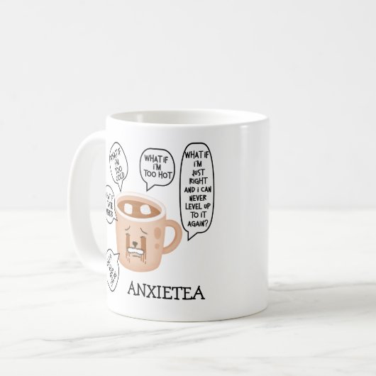 ANXIETEA Witte 11oz Keramische Mok (Voorkant links)