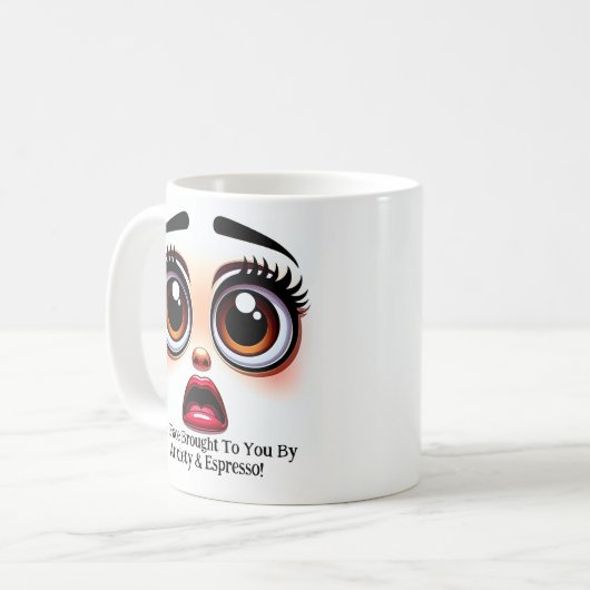 Anxiety And Espresso, Fabulous Eyes Funny Face Koffiemok (Voorkant links)