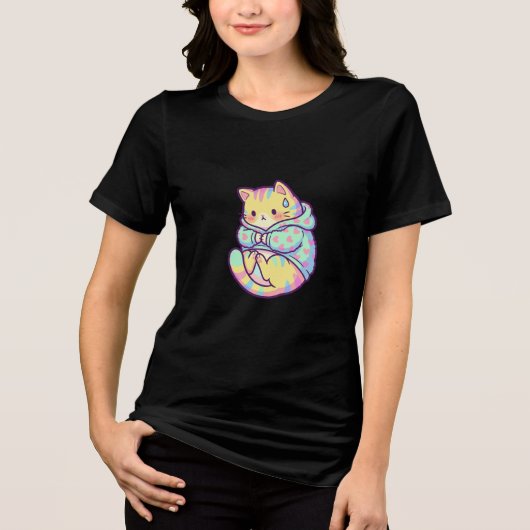 Anxious But Cute Cat Tri-Blend Shirt (Voorkant)