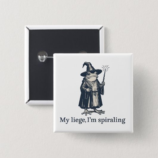 Anxious Frog Wizard Funny ADHD Neurodiversity  Vierkante Button 5,1 Cm (Voorkant /achterkant)