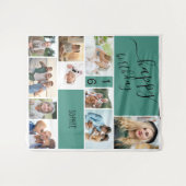 Any Age 10 Foto Collage Persoonlijk Groen Wandkleed (Voorkant (horizontaal))