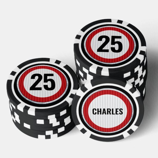 ANY AGE 25th Birthday Speed Limit Sign Poker Chips (Opstapeling)