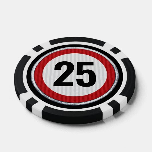 ANY AGE 25th Birthday Speed Limit Sign Poker Chips (Enkel)