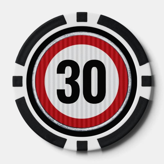 ANY AGE 30th Birthday Speed Limit Sign Poker Chips (Voorkant)