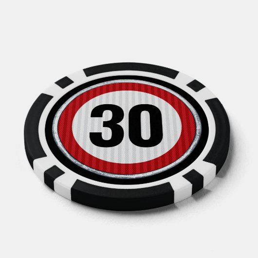 ANY AGE 30th Birthday Speed Limit Sign Poker Chips (Enkel)