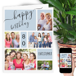 Any Age 5 Fotocollage Grijs Blauw Aangepaste Verja Kaart