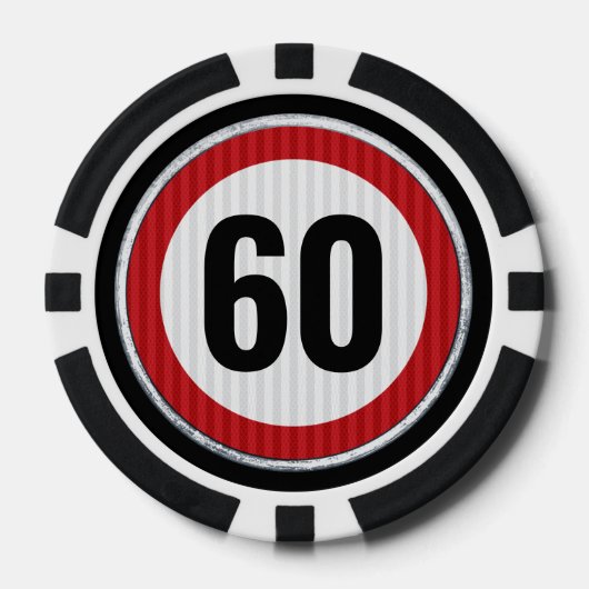 ANY AGE 60th Birthday Speed Limit Sign Poker Chips (Voorkant)