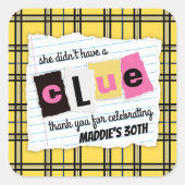 ANY AGE 90s gele plaid verrassingsverjaardagsfeest Vierkante Sticker (Voorkant)