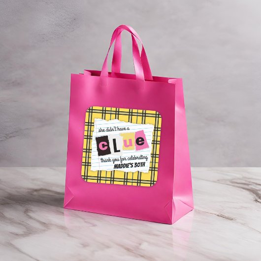 ANY AGE 90s gele plaid verrassingsverjaardagsfeest Vierkante Sticker