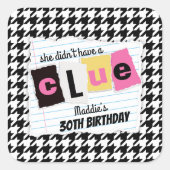 ANY AGE 90s houndstooth verrassingsverjaardagsfees Vierkante Sticker (Voorkant)